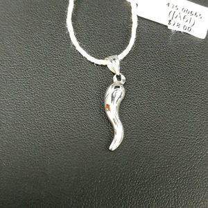 14k white gold Italian horn pendant